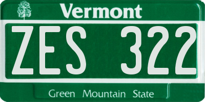 VT license plate ZES322