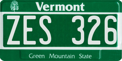 VT license plate ZES326