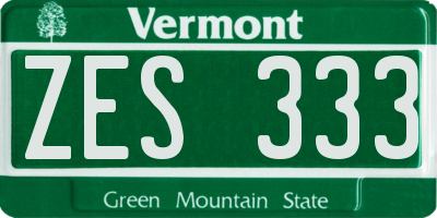 VT license plate ZES333