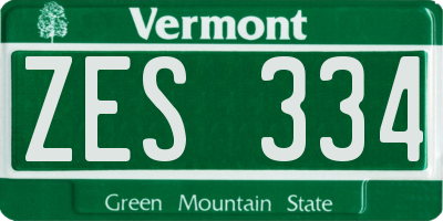 VT license plate ZES334