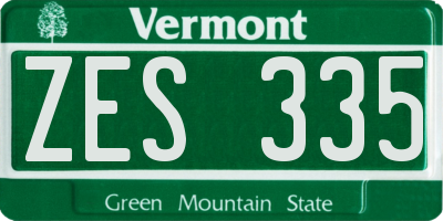 VT license plate ZES335