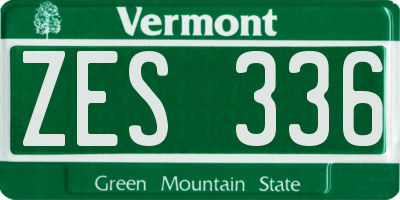 VT license plate ZES336