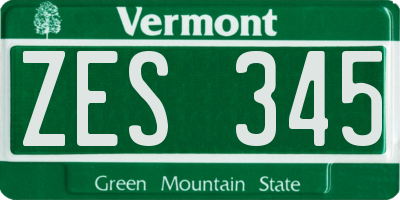 VT license plate ZES345