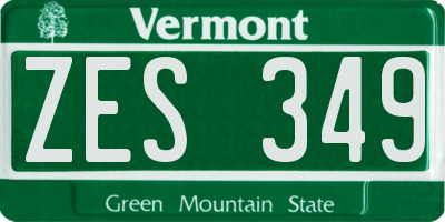 VT license plate ZES349
