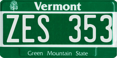 VT license plate ZES353