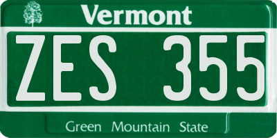 VT license plate ZES355