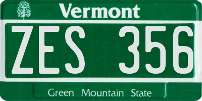 VT license plate ZES356