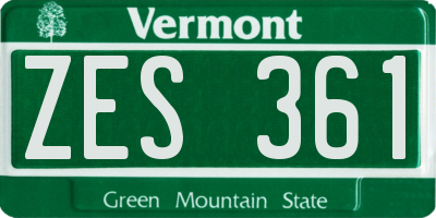 VT license plate ZES361