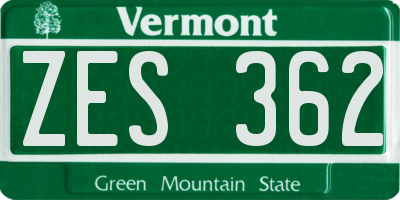 VT license plate ZES362