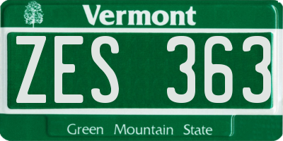 VT license plate ZES363