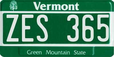 VT license plate ZES365