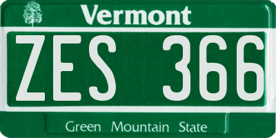 VT license plate ZES366