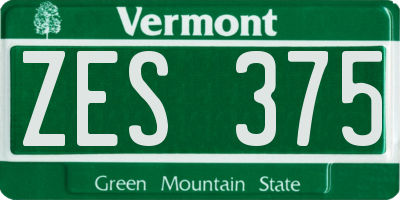 VT license plate ZES375