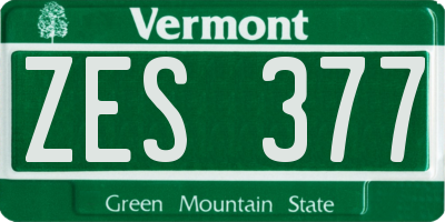 VT license plate ZES377
