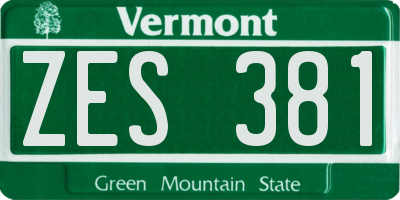 VT license plate ZES381