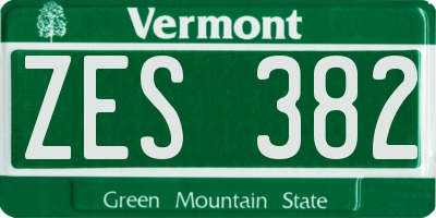VT license plate ZES382