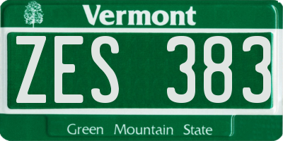 VT license plate ZES383