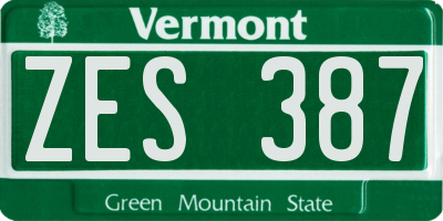VT license plate ZES387