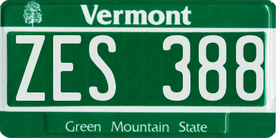 VT license plate ZES388