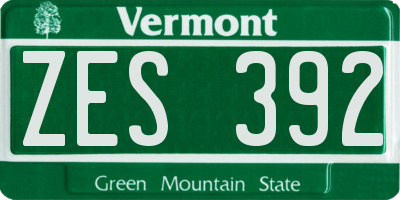 VT license plate ZES392