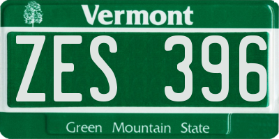 VT license plate ZES396