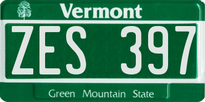 VT license plate ZES397