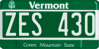 VT license plate ZES430