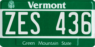 VT license plate ZES436