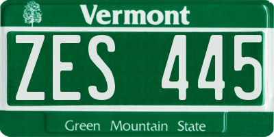 VT license plate ZES445
