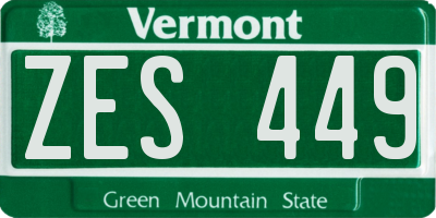 VT license plate ZES449