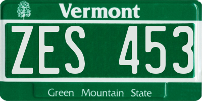 VT license plate ZES453