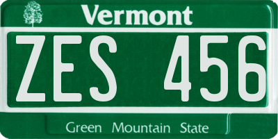 VT license plate ZES456