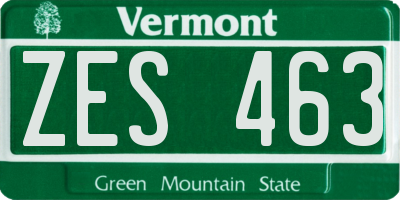 VT license plate ZES463