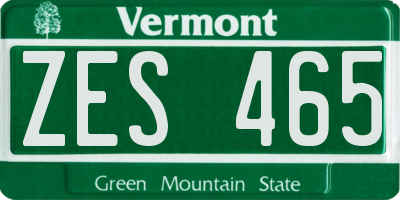 VT license plate ZES465
