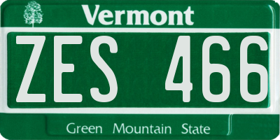 VT license plate ZES466