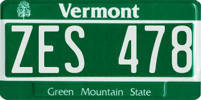 VT license plate ZES478