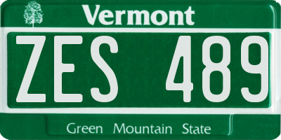 VT license plate ZES489