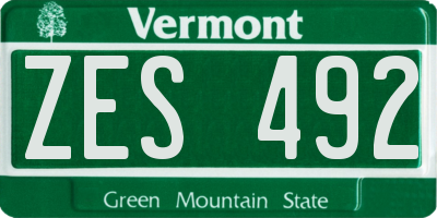 VT license plate ZES492