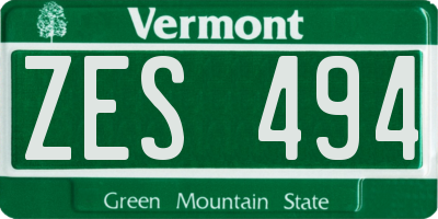 VT license plate ZES494