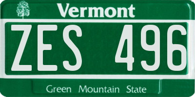 VT license plate ZES496