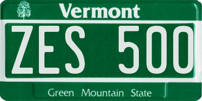 VT license plate ZES500