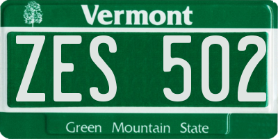 VT license plate ZES502