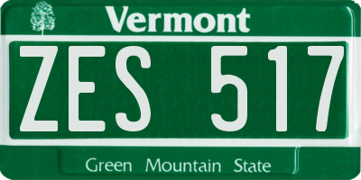 VT license plate ZES517