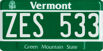 VT license plate ZES533