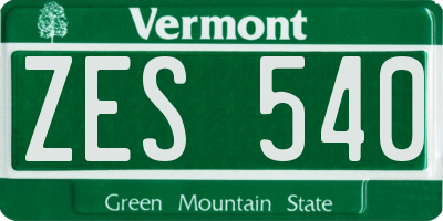 VT license plate ZES540
