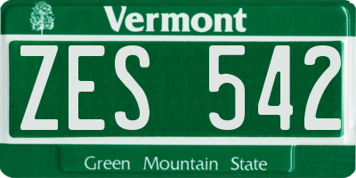 VT license plate ZES542