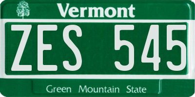 VT license plate ZES545