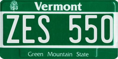 VT license plate ZES550