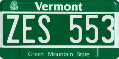 VT license plate ZES553