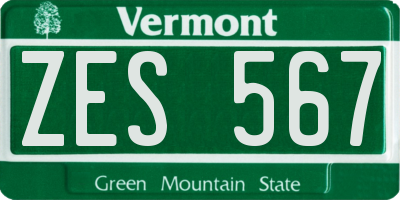 VT license plate ZES567